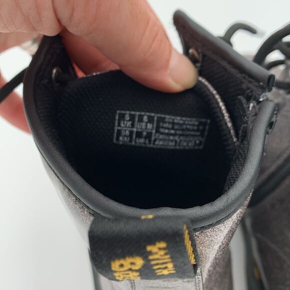 Dr Martens glitter gunmetal combat boots sparkles punk glam woman’s size 7 - Picture 10 of 11